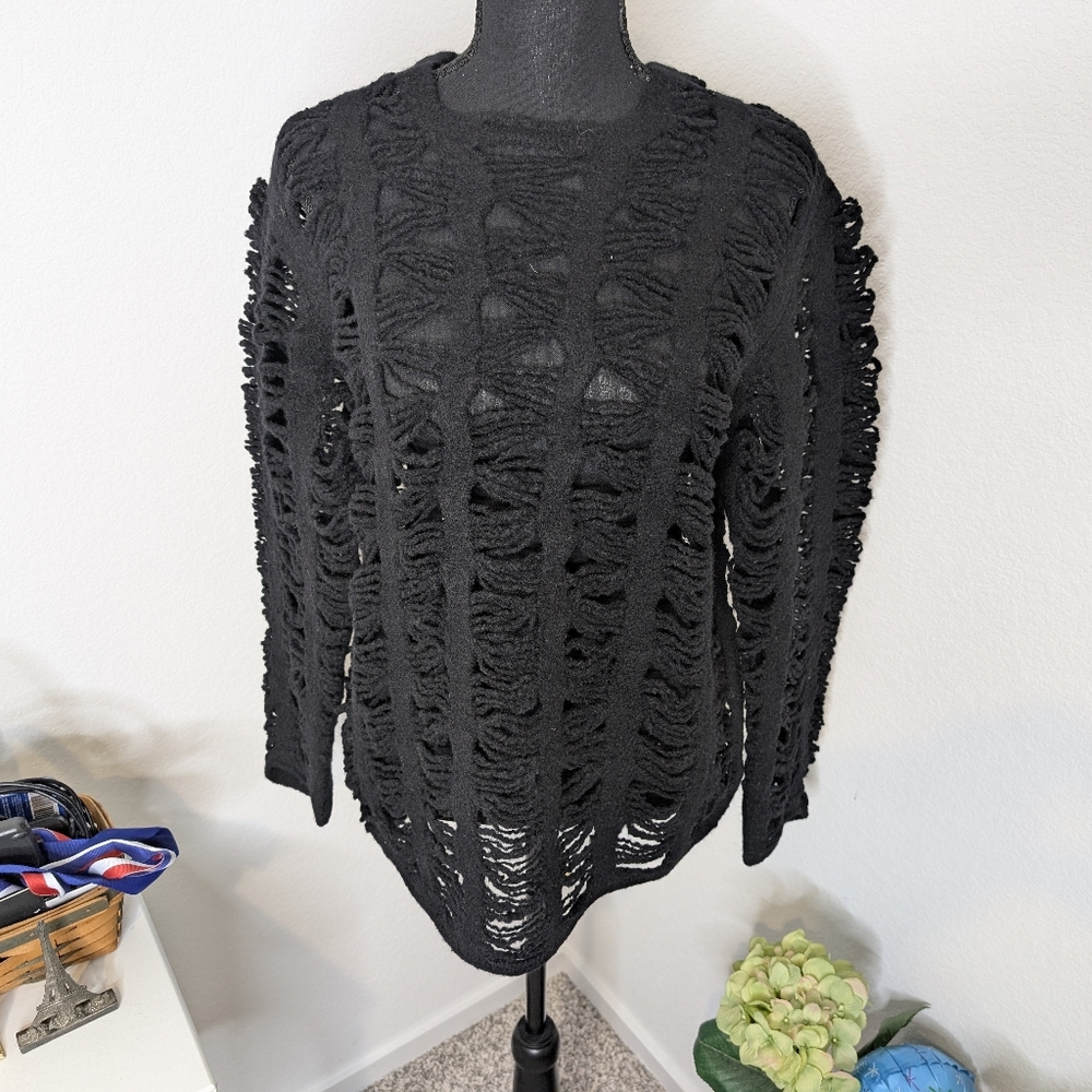 Comme des Garçons Homme Plus Men's Splash Pattern Knit in Black - Picture 5 of 12